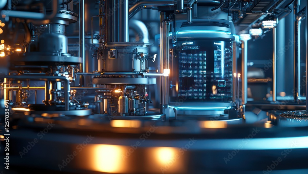 Poster ai-driven digital twin reflecting automated operations, enhancing predictive manufacturing control.