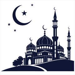 silhouette Ramadan image on white background