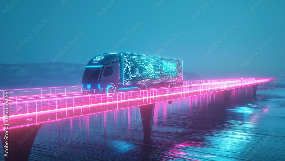 Poster high-tech delivery systems visualizing structured ai logistics, integrating smart transport innovati