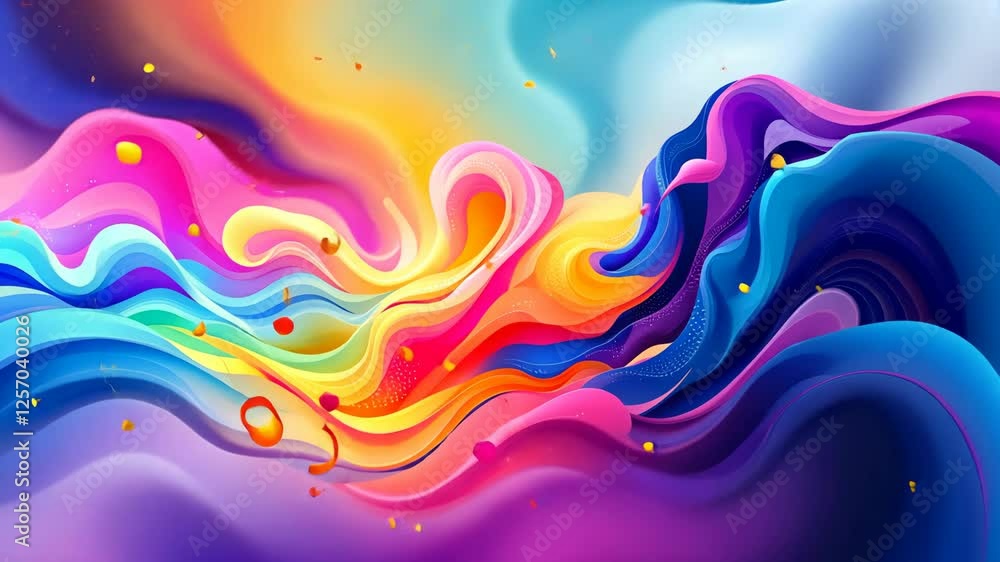 Aufkleber vivid colorful abstract waves and swirling particles in dynamic motion