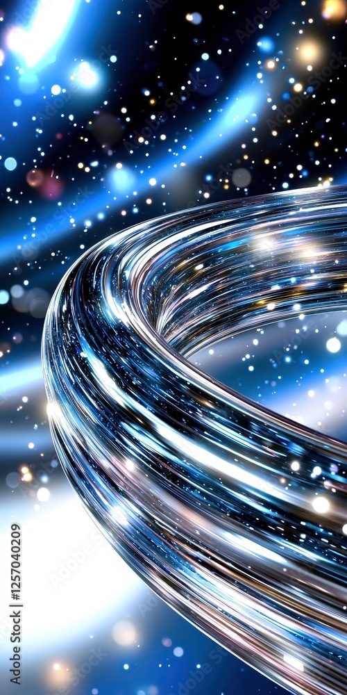 Poster mesmerizing warp speed effect with streaks of light and stars creates dynamic and futuristic scene. 