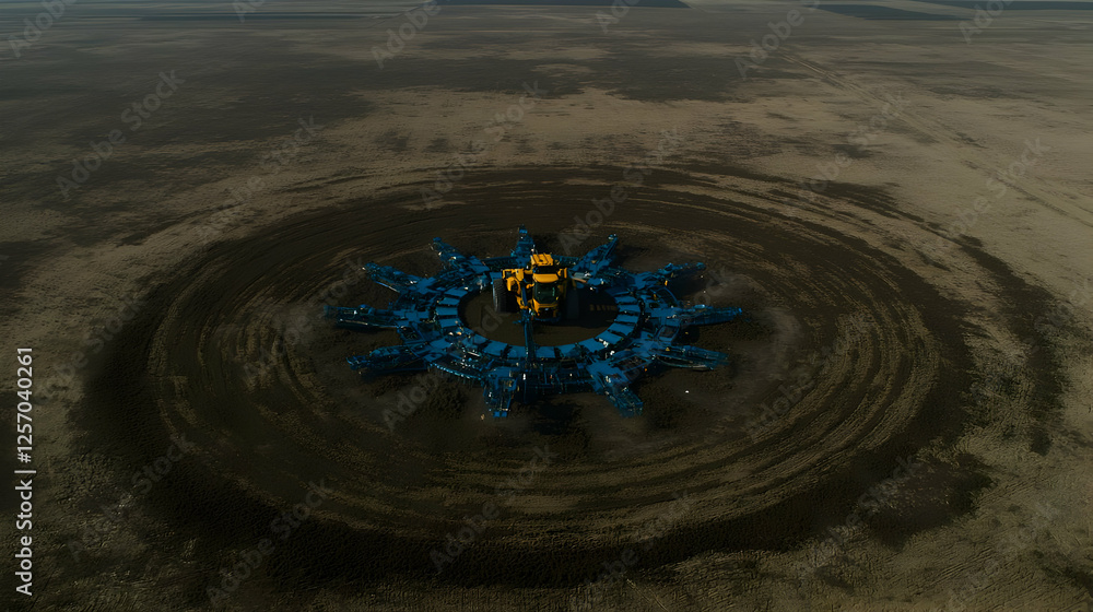 Poster aerial view of circular field planter