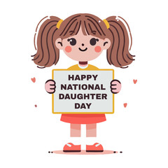 Girl Holding National Daughter Day Sign Illustration