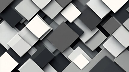 Obraz premium Abstract grayscale squares subtly overlap creating depth. AI Generated