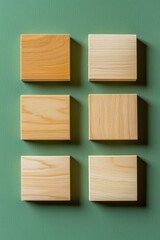 Naklejka premium Set of square wooden samples on a green background, flat design