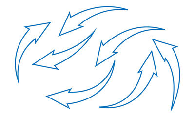Obraz premium Set long blue curve arrow icon vector . blue curve arrow icon set. long arrow icon set. curve arrow vector&nbsp;illustration. 