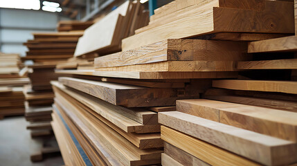 Stacked Lumber in Warehouse