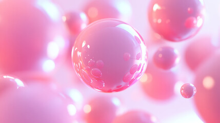 Vibrant pink bubbles in abstract art digital realm graphic design soft lighting close-up view visual serenity
