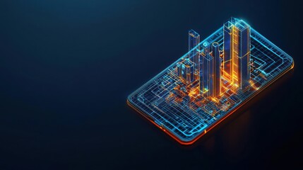 Abstract Cityscape On Smartphone Display