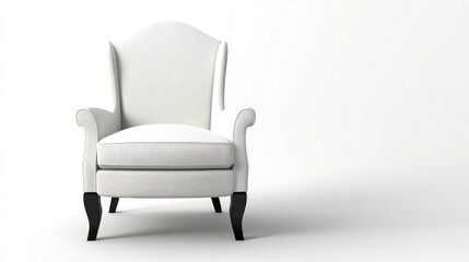 White Wingback Chair in Studio Setting, Interior Design