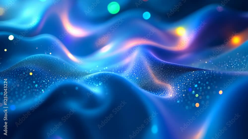 Aufkleber dynamic waves of luminous particles and vibrant colors in abstract motion