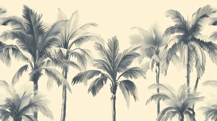 Serene Palm Trees Soft Light Elegant Design. AI Generated