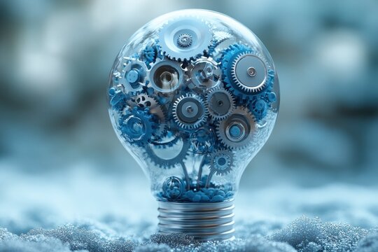 Business Process Workflow Automation with Interlocking Gears Light Bulb Illustration