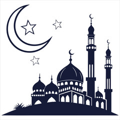 silhouette Ramadan image on white background