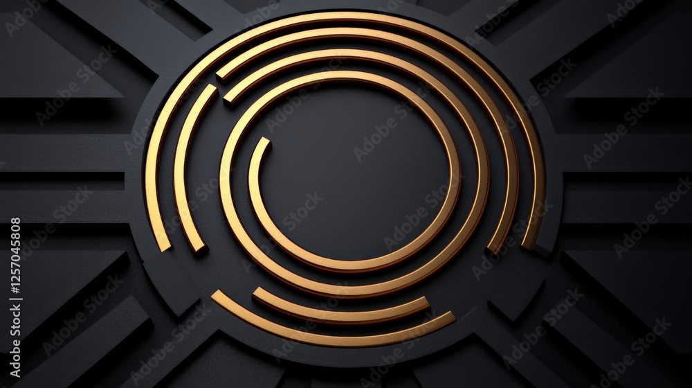 Poster abstract geometric pattern with golden circles on dark background