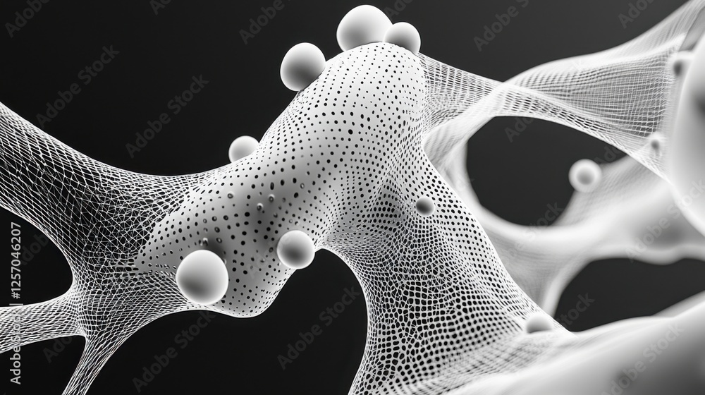 Poster abstract dynamic composition of interconnected dots and lines