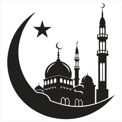 silhouette Ramadan image on white background