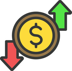 Currency Up Down Filled Line Icon