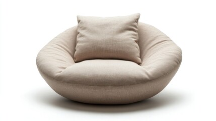 Modern beige armchair, isolated on white background, for relaxation