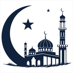 silhouette Ramadan image on white background