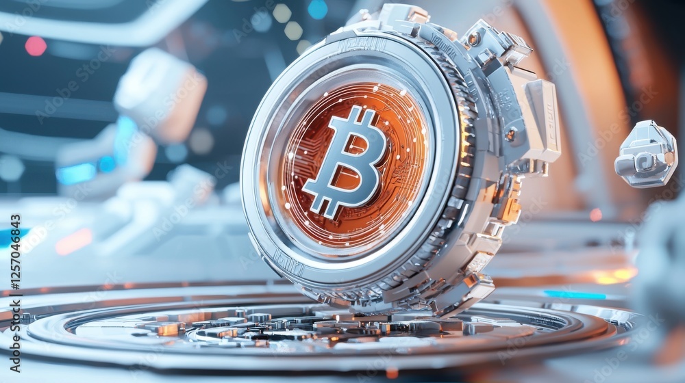 Poster futuristic digital wallet concept showcasing secure blockchain technology
