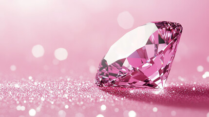 Captivating pink diamond on sparkling surface studio setting photography glamorous close-up luxury concept