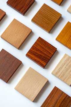 Set of square wooden samples on a white background, flat design