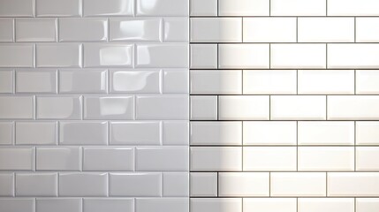 A side-by-side comparison of glossy and matte acrylic-painted tiles.