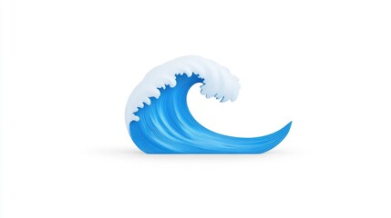 Fototapeta premium Stylized ocean wave illustration with white crest on blue background, suitable for design use