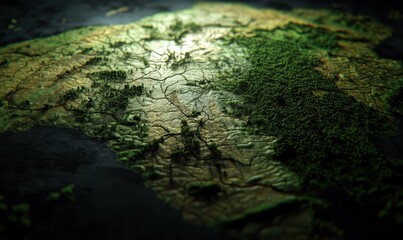 Lush green forest, cracked earth, aerial view, environmental change, nature background, eco-system