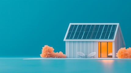 Sustainability at home, eco-friendly and smart home : Energy-efficient glass house, passive solar heating, smart technology.