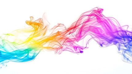 Fototapeta premium A dreamy pastel neon rainbow composition with fluid, soft curves and a glowing light effect, creating an ethereal atmosphere, perfectly cut out on a white background, 8k UHD, suitable for high-quality