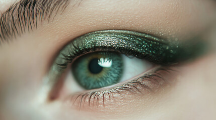 Obraz premium Glistening eye makeup artistry urban studio photography close-up creative expression