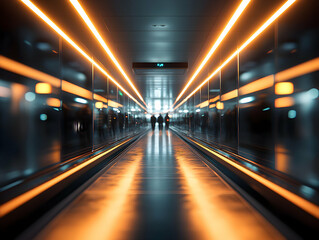 Fototapeta premium Futuristic moving walkway, airport transit