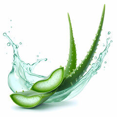 Naklejka premium 3D Illustration aloevera splash isolated on white background