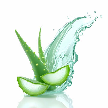 3D Illustration aloevera splash isolated on white background
