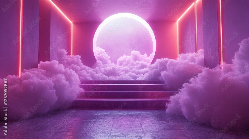 Poster purple minimalistic abstract 3d background cloud podium display scene