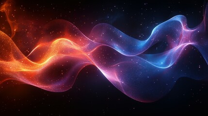 Fototapeta premium Abstract Cosmic Waves of Red and Blue Light