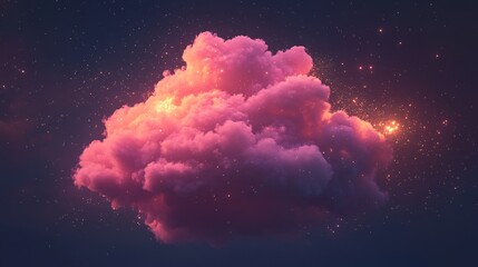 Naklejka premium Pink Cloud Dreamy Night Sky Glow. AI Generated