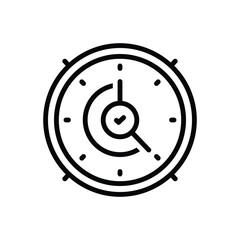 Black line icon for clock confirmation