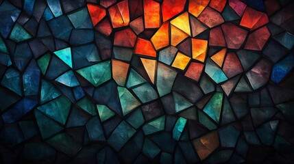 Abstract mosaic art vibrant jewel tones. AI Generated