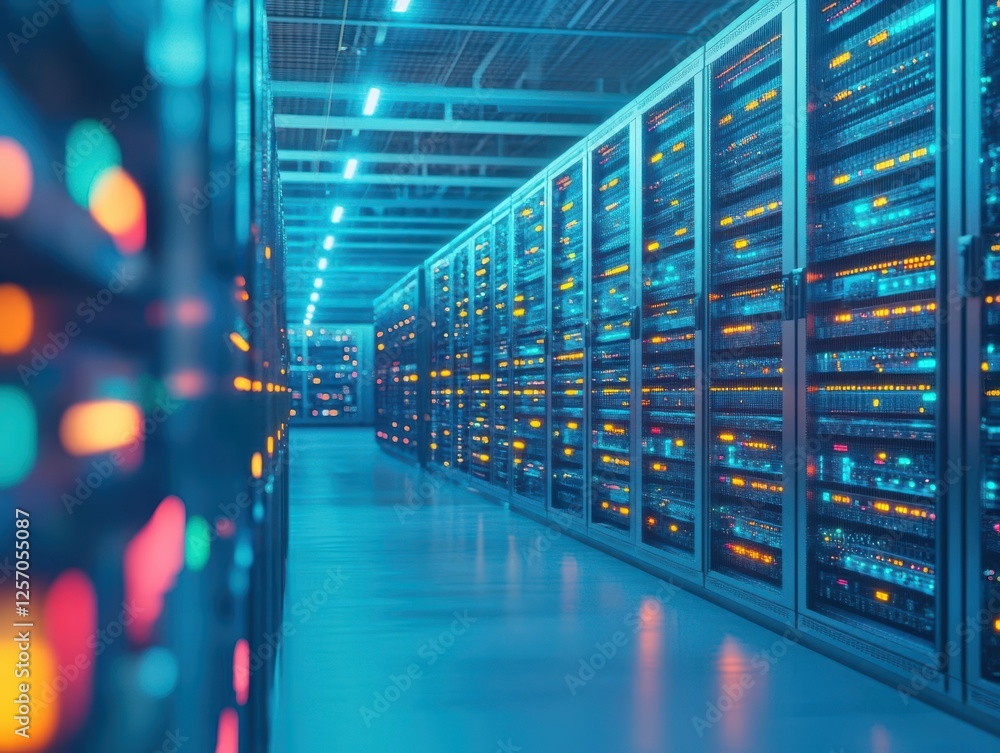 Aufkleber Server rack with multiple servers in a modern data center environment