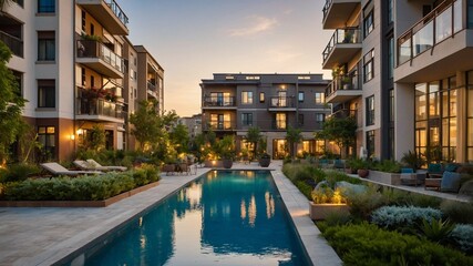 Facade of a modern multi-storey residential building