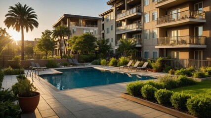 Facade of a modern multi-storey residential building