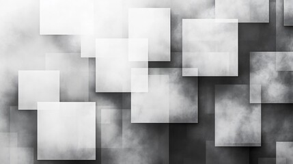 Abstract grayscale squares softly overlap creating depth. AI Generated