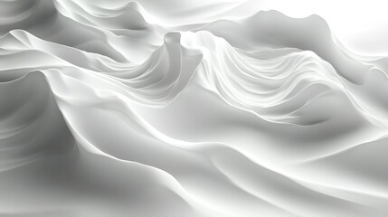 Obraz premium Abstract White Draped Fabric Forms A Wavelike Landscape