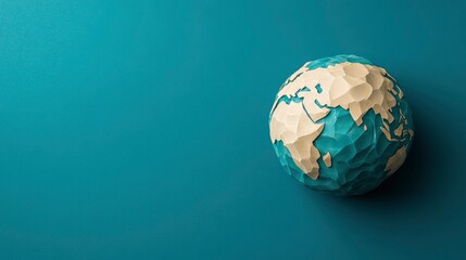 Fototapeta premium Textured Earth Globe on Teal Background Sustainable Concept