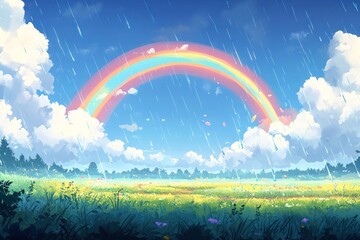 rainbow over the field