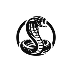 Fototapeta premium Snake cobra viper silhouette. engrave black icon on white background