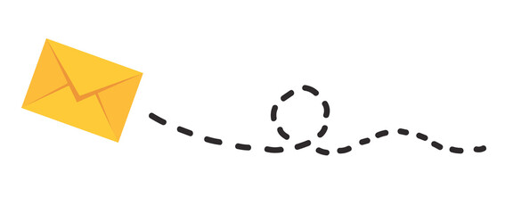 Flying Yellow Envelope with Trail